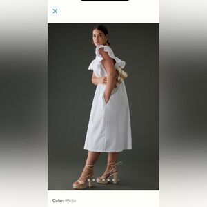 Anthropologie Maeve Printed Flutter-Sleeve Babydoll Dress